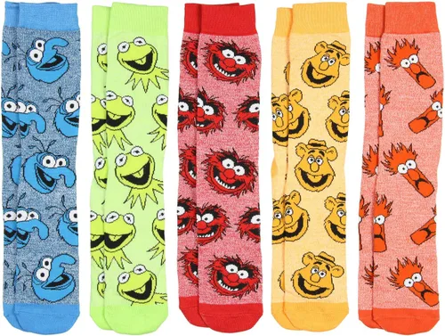 Vista 2 de Bioworld The Muppets Kermit Animal Gonzo Beaker Fozzie 5 Pack Crew Calcetines, Varios
