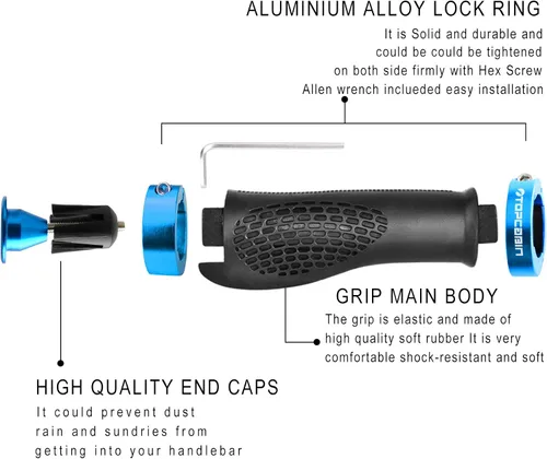 Vista 3 de Puños ergonómicos de manubrio de bicicleta, de Topcabin, con amplia superficie de agarre