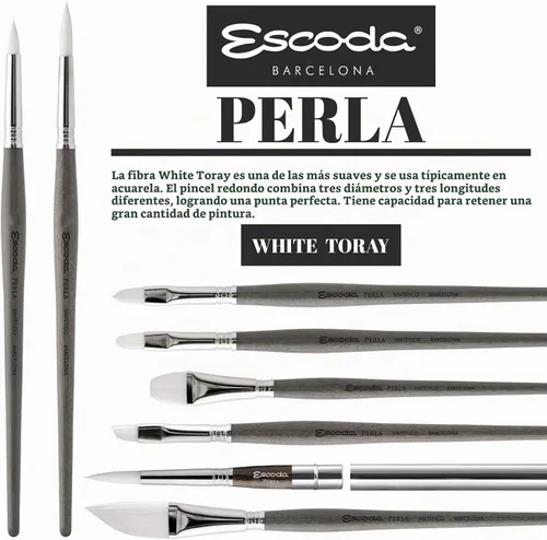 Vista 4 de Escoda Art Products 1430-8 Escoda Perla Series, 8, filamento sintético blanco Toray