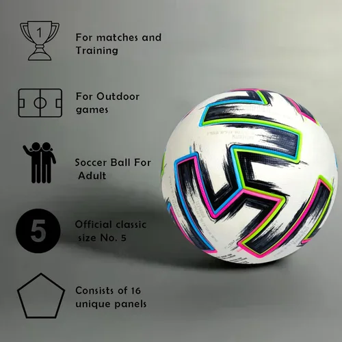 Vista 4 de Balón de fútbol de la Copa Euro Tamaño 5 – Réplica europea premium de la pelota de partido para entrenamiento, juego, y para los entusiastas