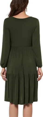 Vista 5 de Smallshow Vestido de maternidad con volantes y manga larga para mujer