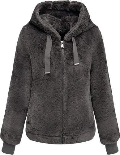 Vista 8 de Bellivera Abrigo de piel sintética para mujer con forro de oveja peluda, chaqueta de forro polar esponjosa y capucha con forro de sherpa Beige