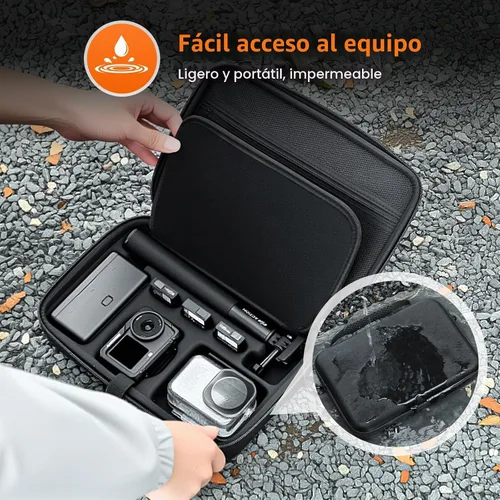 Vista 8 de AMAZEAR Funda de transporte para DJI Osmo Action 5 Pro, accesorios DJI Action5 Pro, protector compacto y rígido, bolsa de transporte portátil