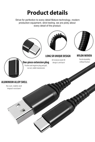 Vista 5 de Paquete de 5 cables USB tipo C [6 pies Carga rápida 3A trenzados] - Cable de carga USB-A a USB-C, compatible con iPhone 17 16 15 Plus Pro Max