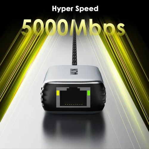 Vista 5 de WAVLINK Adaptador USB C a Ethernet de 5Gbps, convertidor de red USB-C a RJ45 de 5000Mbps con puerto de carga de 95W, carcasa de aluminio