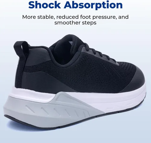 Vista 5 de Zapatos para caminar con puntera ancha para hombre, zapatos ortopédicos para fascitis plantar, alivio del dolor de rodilla y tobillo, comodidad