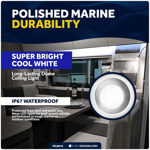 Vista 3 de Five Oceans FO4878 - Lámpara de techo LED para interiores, 2-3/4 pulgadas, redonda, luz blanca diurna, 12 V, impermeable IP67, luz