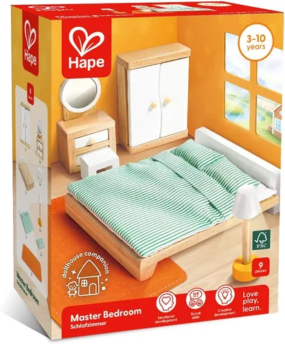 Vista 6 de Hape Juego de muebles de madera para casa de muñecas, color blanco