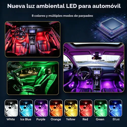 Vista 2 de Paquete de 6 luces estroboscópicas LED inalámbricas para el ambiente interior del automóvil con 8