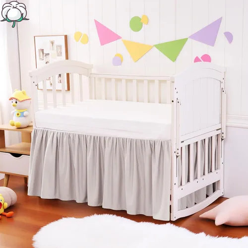 Vista 12 de Falda de Cuna con Volante de Polvo 100% Algodón - Natural, Suave, Transpirable para la Piel Delicada del Bebé, Falda de Cuna para Niños y Niñas, Se