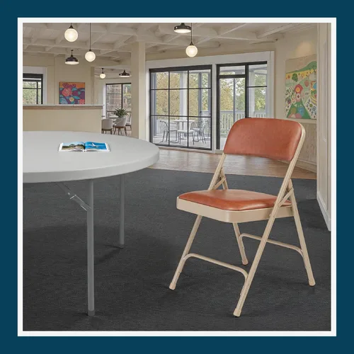 Vista 2 de OEF Furnishings OEF1203 Silla plegable acolchada de vinilo de grado comercial (marrón, paquete de 4)