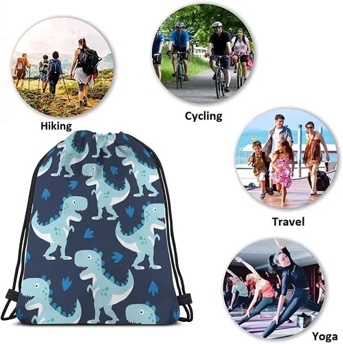 Vista 7 de Beabes Bolsas con cordón de rayas retro bohemias, mochila con cordón para gimnasio, Multi-a105, 14x16.9 Inch, Mochilas de viaje