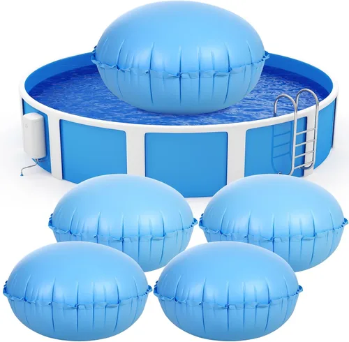 Vista 7 de Hungdao 2 almohadas de piscina para sobre el suelo de 4 x 4 pies, cubierta de globo, para invierno, inflable, redonda, para piscina, accesorios