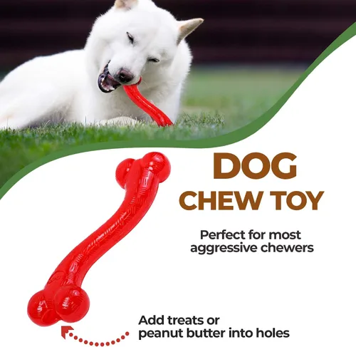 Vista 4 de Ethical Pets juguete hueso de perro en forma de “S” de hule indestructible, prácticamente fuerte para jugar, juguete para masticar para perros de 12