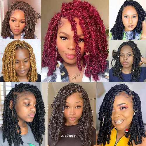 Vista 7 de Leeven Cabello de ganchillo de 12 pulgadas de color marrón mariposa 30#