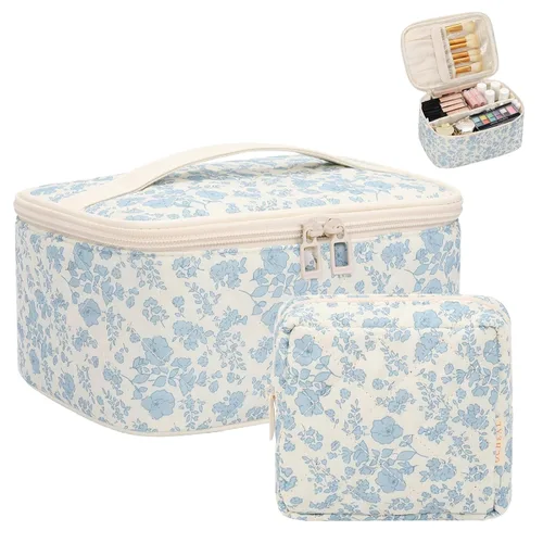 Vista 18 de OCHEAL - Bolsa de maquillaje portátil para cosméticos, estuche organizador de viaje de gran capacidad para mujeres, bolsa de aseo para niñas