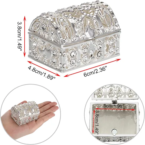 Vista 2 de ELLDOO Caja de tesoro con grabado floral, caja de joyería con grabado floral, caja de recuerdos, anillo y aretes, caja organizadora