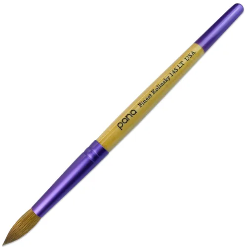 Vista 30 de PANA Pure Kolinsky Cepillo de uñas acrílico con mango de madera - forma redonda
