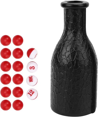 Vista 4 de Botella agitadora de billar con 16 bolas de dados digitales numeradas Tally para billar, accesorios de billar (negro)