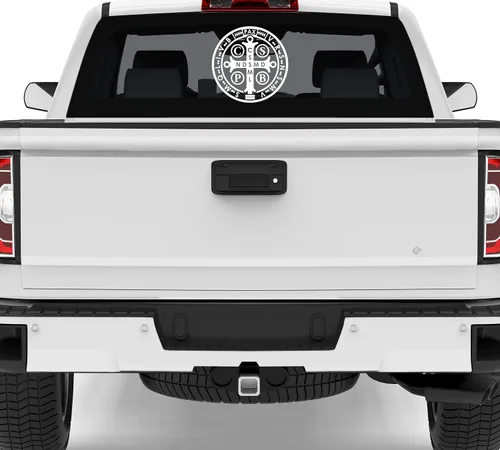 Vista 8 de Calcomanía de vinilo con medallón de San Benito Medalla de San Benito para automóvil, camión, SUV, impermeable (blanco, 5.8 x 5.8 pulgadas)
