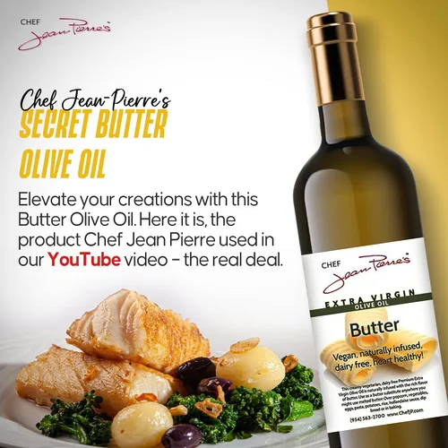 Vista 8 de Chef Jean Pierre's Butter Aceite de oliva – Infundido de forma natural, botella de vidrio de 25 onzas – Eleva tus platos con una ráfaga