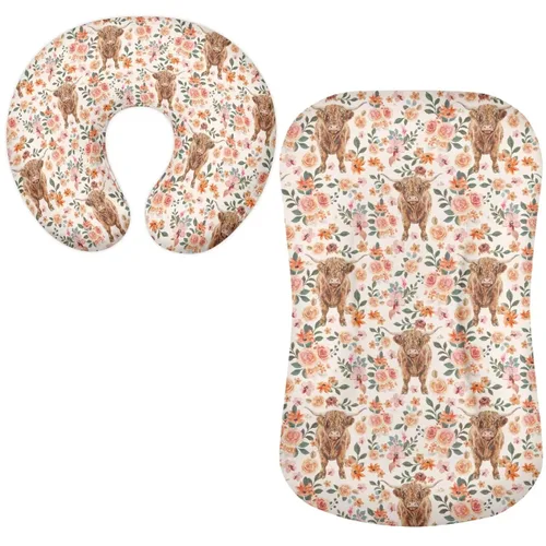 Vista 7 de Funda para tumbona de bebé floral de hongos bohemios y funda de almohada de lactancia, 2 piezas, ovalada, reloj de arena, rectangular, para moisés