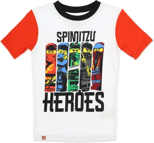 Vista 2 de LEGO Ninjago - Conjunto de pijama de algodón de 4 piezas, color rojo, talla 4 a 10