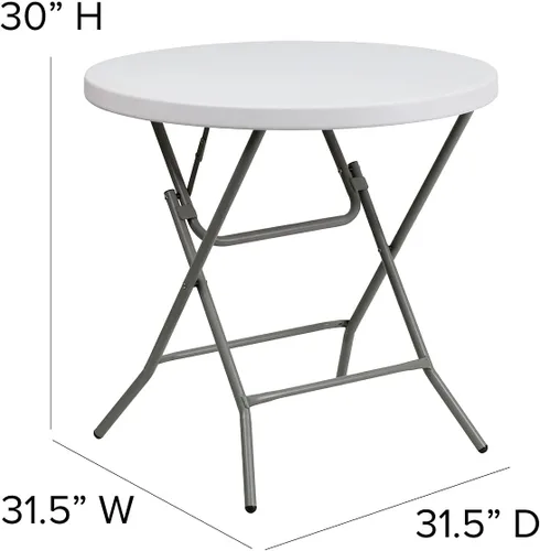 Vista 3 de Flash Furniture Elon Mesa plegable redonda de plástico blanco granito de 2.63 pies, color blanco