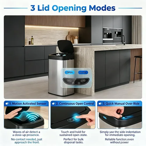 Vista 3 de Dkeli Bote de basura de cocina de 22 galones, papelera automática de acero