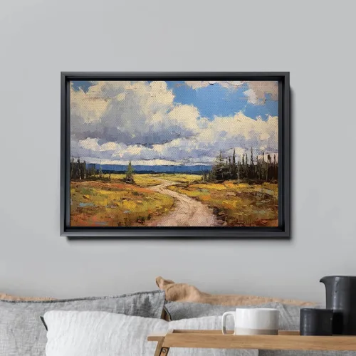Vista 3 de Abstract West Virginia Landscape, Small Painting with Clouds and Nature Elements