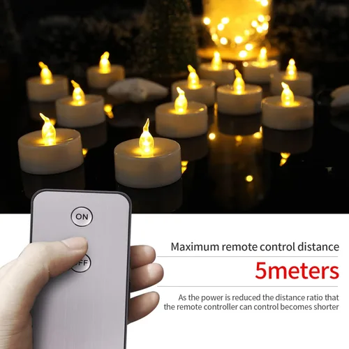 Vista 2 de Vela de té LED, vela parpadeante sin llama con control remoto, de larga duración, funciona con pilas, vela LED para celebración de temporada
