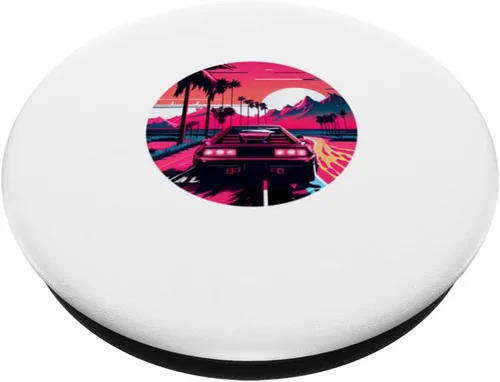 Vista 2 de Retrowave Synthwave 80s Design For The Eighties Music Lovers PopSockets Swappable PopGrip