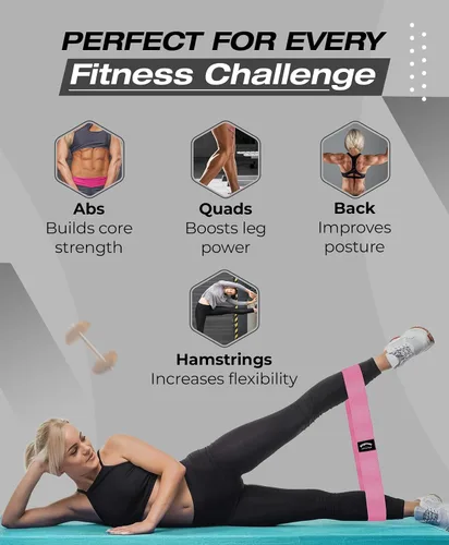 Vista 5 de Bingwaah Loop Resistance Exercise Bands – Fabric & Elastic Sets of Exercise Bands for Strength Training - Rehab, Yoga, Pilates & Home Workout with
