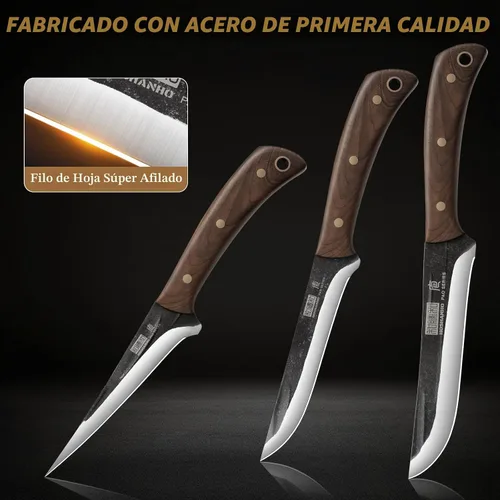 Vista 3 de HOSHANHO Juego de cuchillos de carnicero, 3 piezas, filete afilado y juego