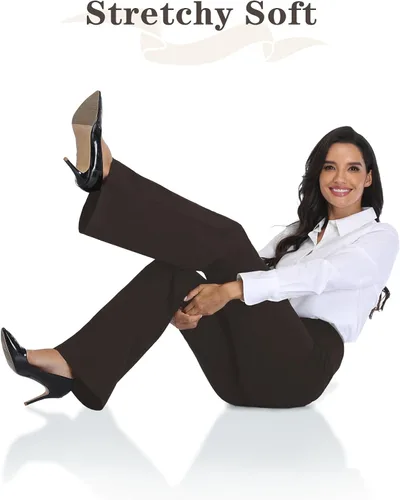 Vista 9 de Tapata Women Dress Pants 28"30"32"34" High Waist Stretchy Bootcut Pants Tall, Petite, Regular for Office Business Casual
