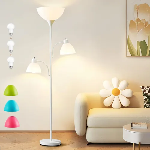 Vista 11 de Luvkczc Lámpara de pie de 72 pulgadas con mesa, luces de lectura ajustables, lámparas de pie modernas para sala de estar, dormitorio, oficina, Marrón