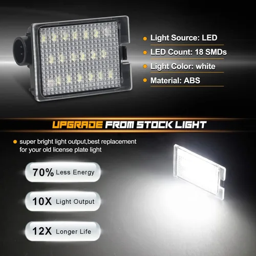 Vista 2 de Juego de 2 lámparas LED para matrícula compatibles con Dodge Durango 2014-2020, camioneta Pickup, luz blanca de 6000K