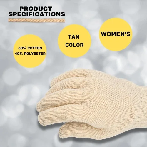 Vista 4 de PackagingSuppliesByMail PSBM Cotton String Knit Gloves, Hand Protection Lightweight Work Gloves