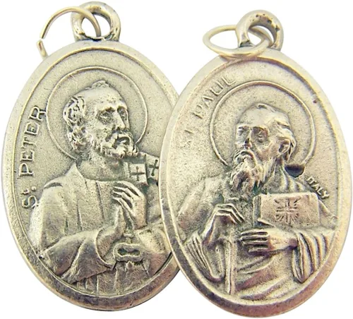 Vista 30 de Catholic Patron Saint Medals Base en tono plateado, 1 pulgada, juego de 2