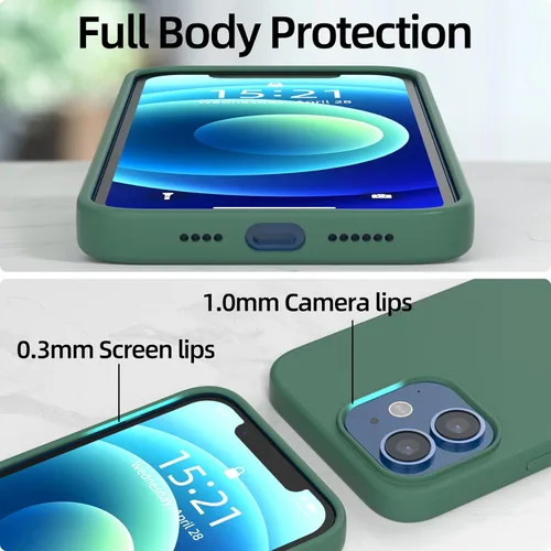 Vista 3 de Compatible con iPhone 12 Mini, silicona líquida de alta calidad, funda protectora de cuerpo completo a prueba de caídas