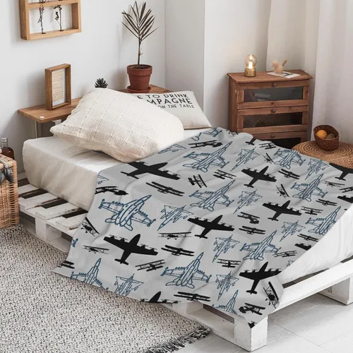 Vista 3 de Manta de avión, regalo para hombres, regalos de aviones para niños, niños y adultos, edredones de franela suave y mullida, decoración de avión