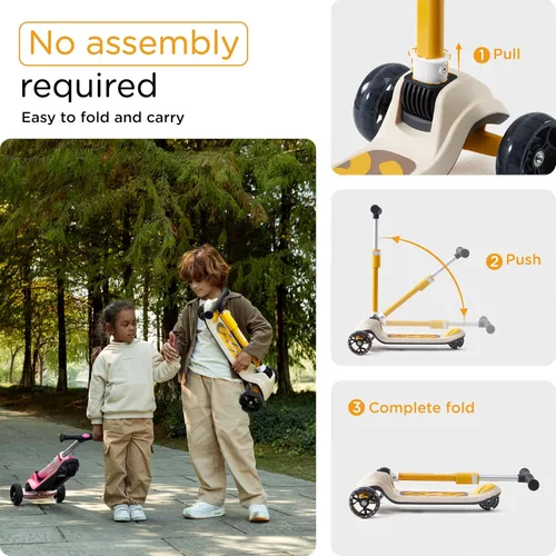 Vista 4 de KUB Toddler Scooter for Kids Ages 2+, 3 Wheel Kick Scooter with LED Light-Up Wheels, Adjustable Height Handlebar, Lean-to-Steer, Anti-Slip Deck