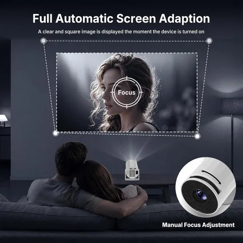 Vista 12 de Mini proyector con WiFi y Bluetooth, proyector portátil 1080P, Keystone automático, rotación de 210°, proyector inteligente con aplicación integrada