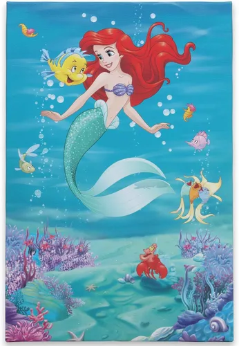 Vista 11 de Open Road Brands Disney - Lienzo decorativo de pared con diseño de Ariel y Flounder de La Sirenita en acuarela - Hermoso arte de pared de Ariel