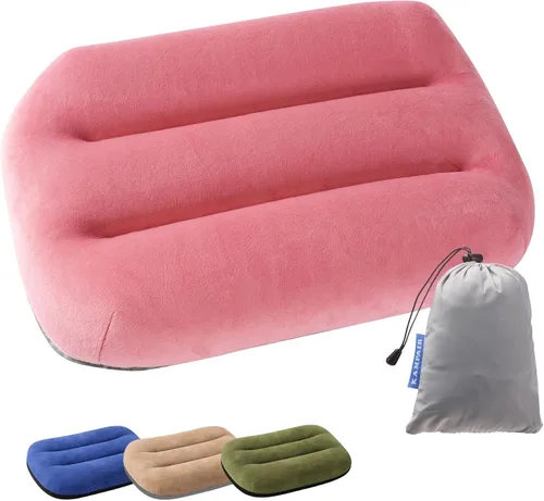 Vista 9 de Almohada inflable para acampar – Almohada de viaje compacta ultraligera, color azul picnic