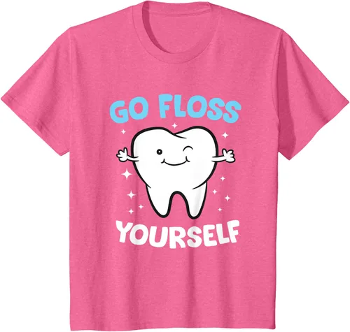 Vista 61 de Camiseta higienista dental, asistente dental, Go Floss Yourself dentista, Negro, S