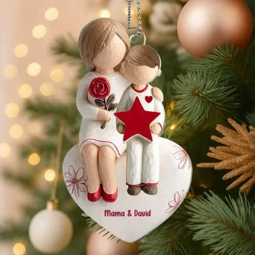 Vista 17 de Abuela y Nieto Moon Loves - Adornos Acrílicos Personalizados de 1 Capa - Te Amo Hasta la Luna y de Vuelta - Adorno Adornos Navideños 2025