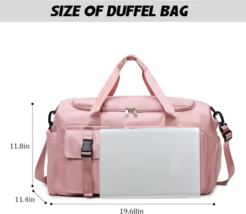 Vista 2 de Eslcorri Bolsa de deporte para mujeres y hombres, mochila deportiva con compartimento para zapatos y artículos húmedos, bolsa de fin de semana