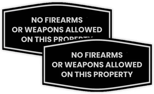 Vista 18 de Fancy No Firearms or Weapons On This Property Sign (Negro/Plata) - Mediano