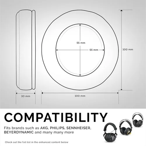 Vista 7 de Brainwavz repuesto de almohadilla redondas con espuma viscoelástica, para audífonos, para Sennheiser, AKG, HifiMan, ATH, Philips, Fostex, Sony.